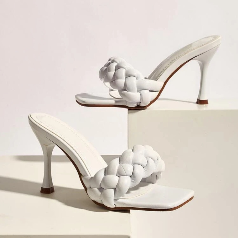 White rope like sandal heels